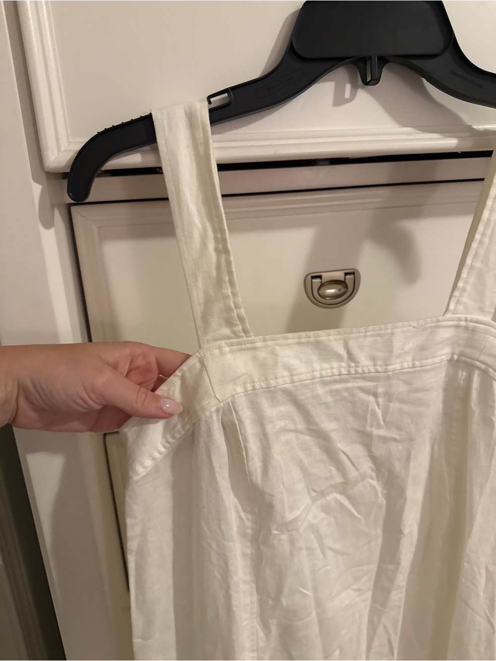 Madewell Cream Linen-Blend Overall Dress View 4